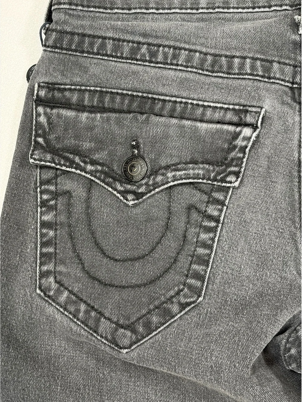 True Religion Ricky Straight Leg Jeans - Size 30 x 32 Black Denim Flap Pockets
